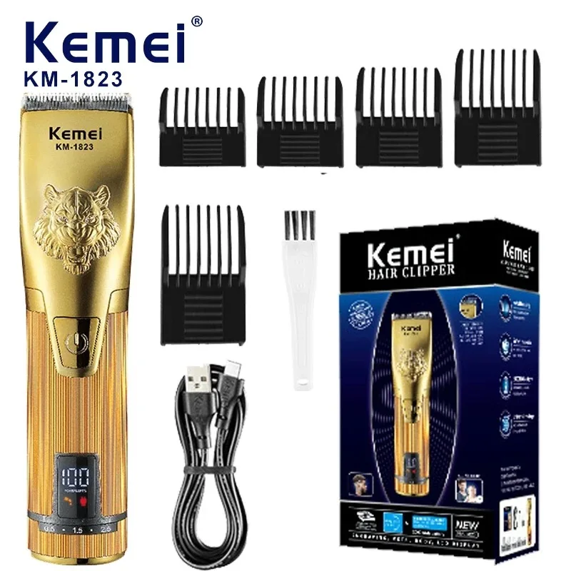 

Kemei Professional Electric Hair Clippers Cordless LCD Rechargeable Hair Trimmer Men's Grooming Kit Barber Hair Cutting Machine