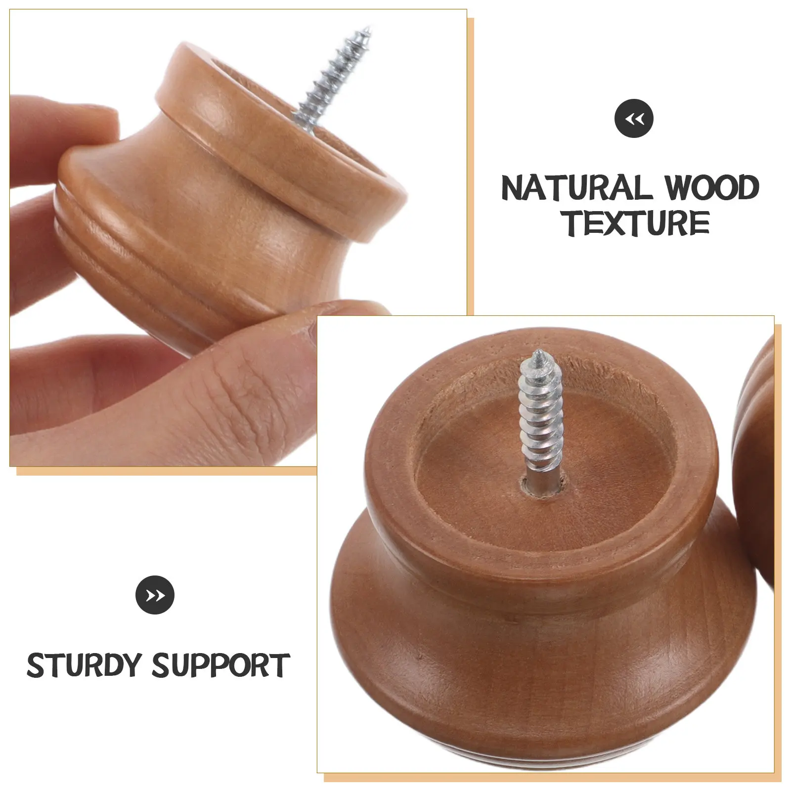 2pcs Wooden Curtain Rod Finials – Decorative End Caps for Heavy Drapery Rods, Smooth Finish, Easy Install