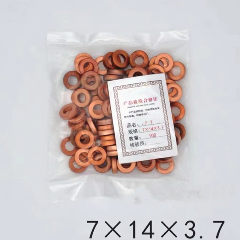 100PCS for Delphi 7×14×3.7 Diesel Common Rail Pump Oil Head Copper Seal Washer Repair Tool Gasket Pad O Ring