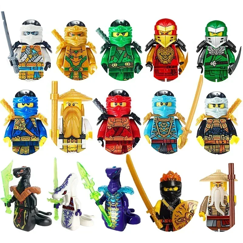 Hot Toys Motorcycle Action Figures Building Blocks Skeleton Soldiers Snakes Warrior Samurai Anime Ninja Dolls Bricks Kids Toys