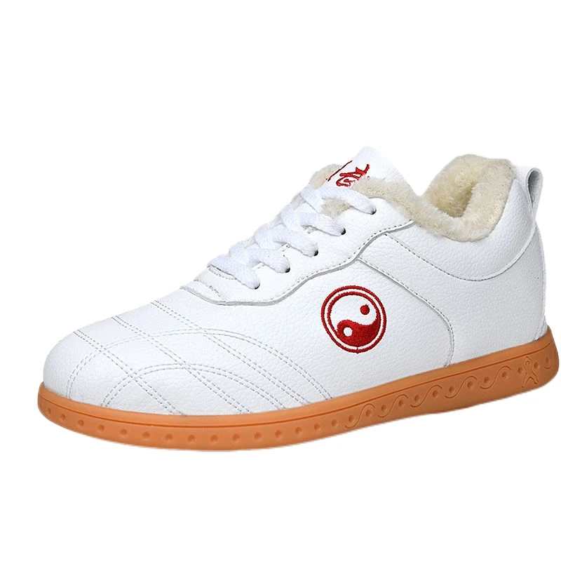 Warm Canvas/Leather Tai Chi Martial Arts Shoes Thickened Cow Tendon Sole Unisex Winter Sports Shoes Comfortable Casual Footwear