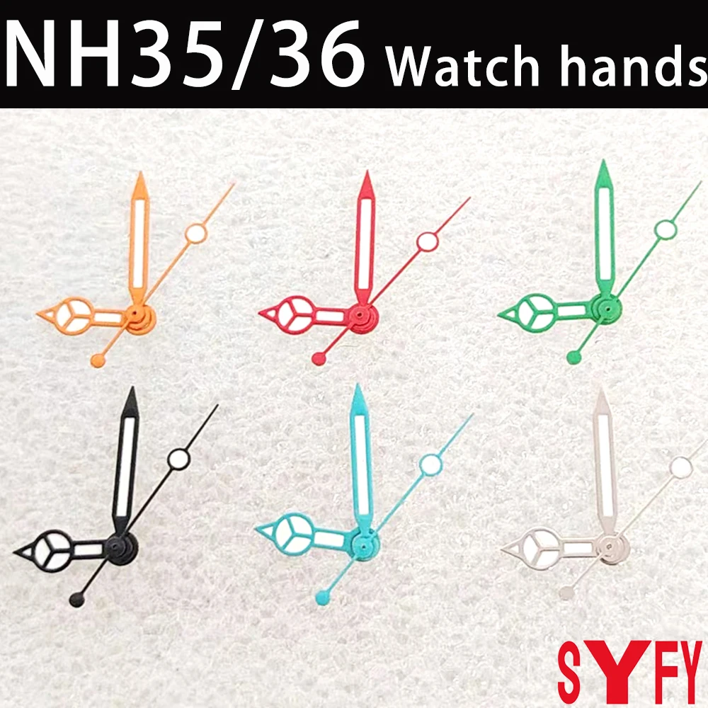 

Green Luminous NH35 Hands Silver Orange Blue Green Red Black Watch Hands For NH35/NH36/4R/7S Movement Watches Pointers