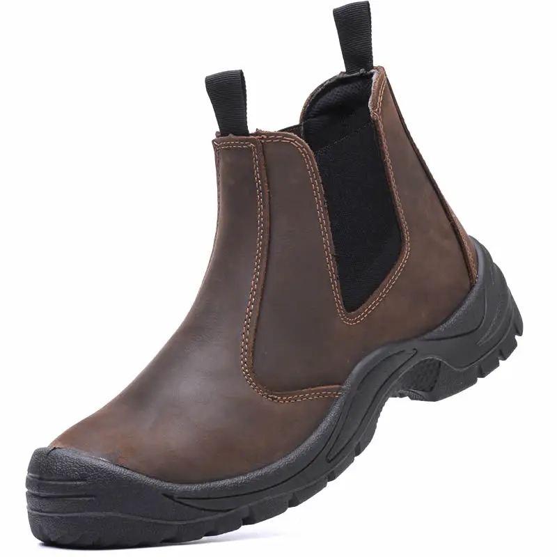 Safety Boots Work for men without lace steel toed toes Full-grain-leather Anti-puncture Protective Indestructible nubuckCombat