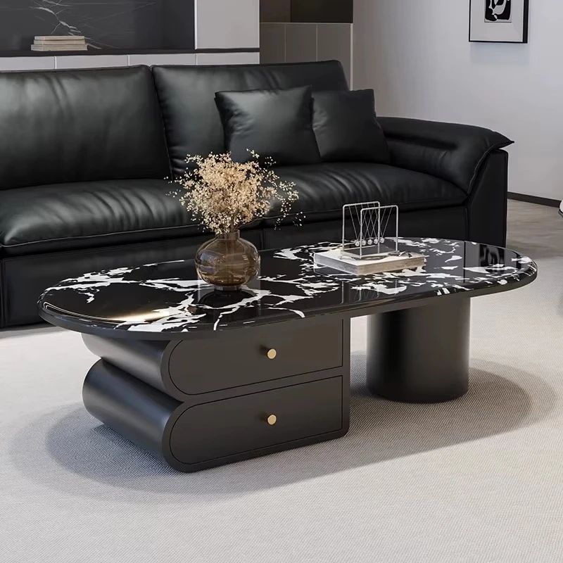 Simple marble coffee table is suitable for modern simple small apartment living room