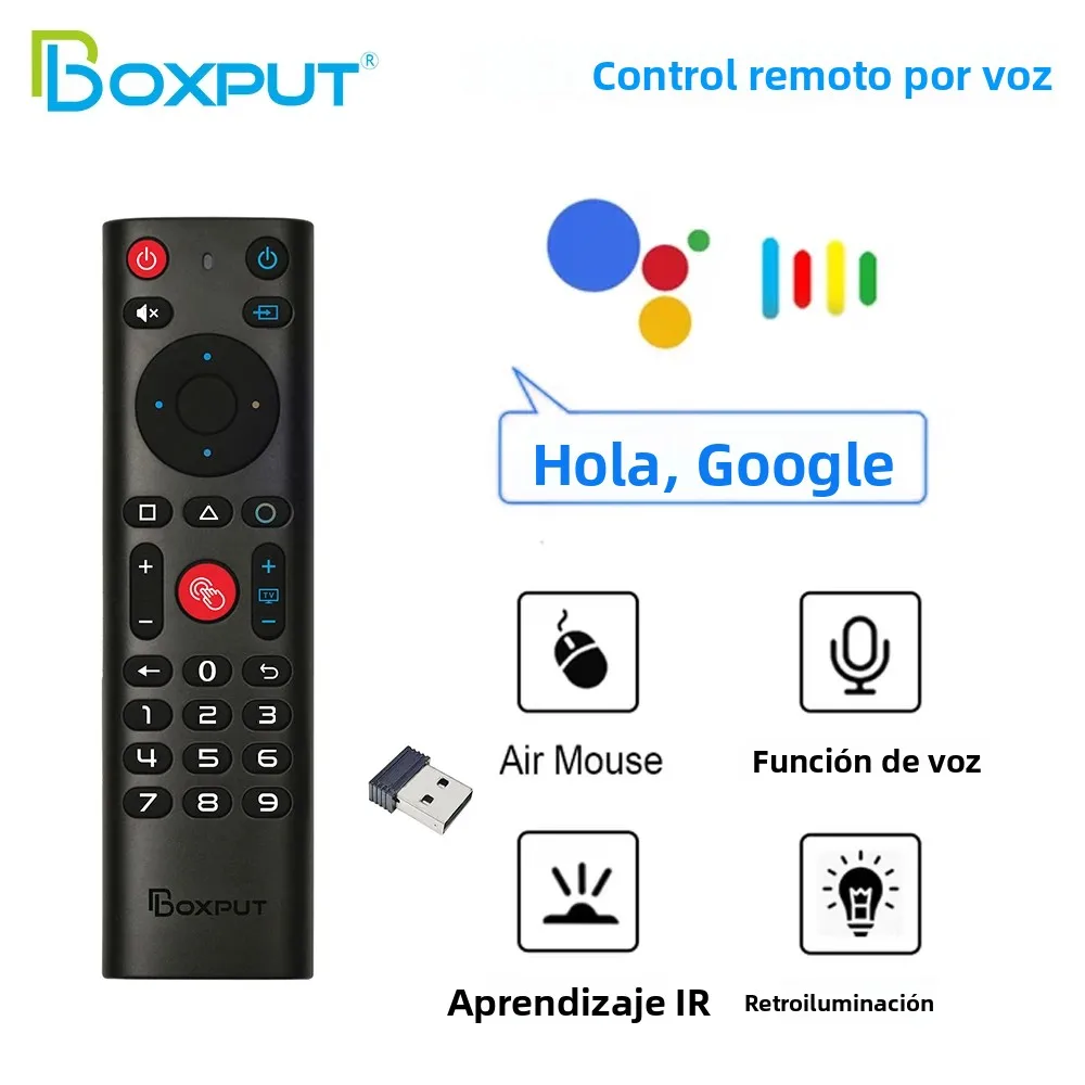 Imagen de Control remoto por voz BOXPUT BPR3S Plus BPR2S Plus G10S Air Mouse BT5.0 con giroscopio dual inalámbrico e IR Learning, reemplazo para Android TV Box