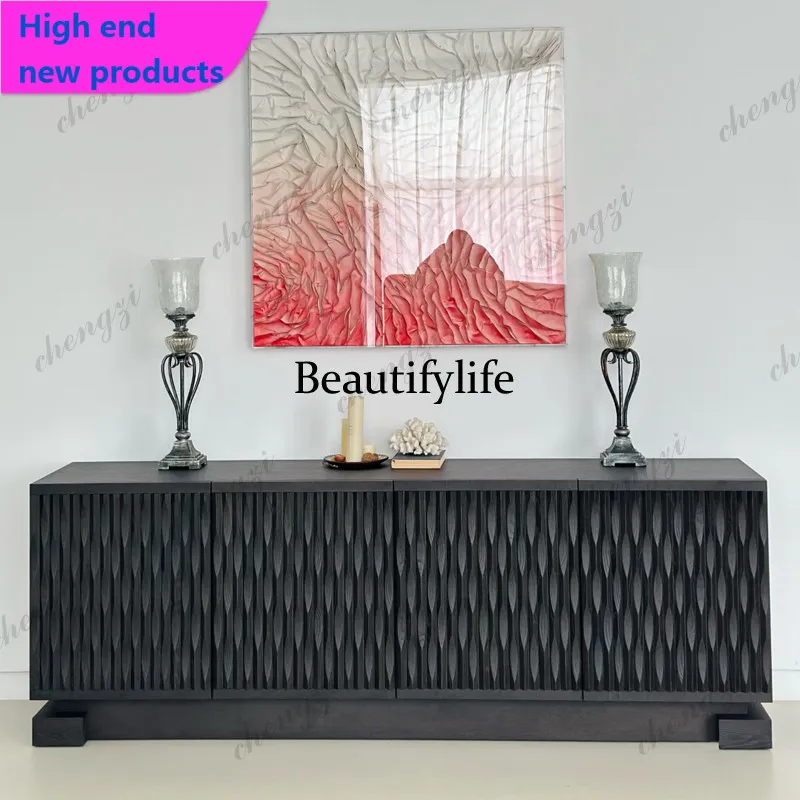Italian Minimalist Designer Solid Wood Entrance Cabinet  Advanced Sense Sculpture Living Room Edge Cabinet Bedroom LockerA68