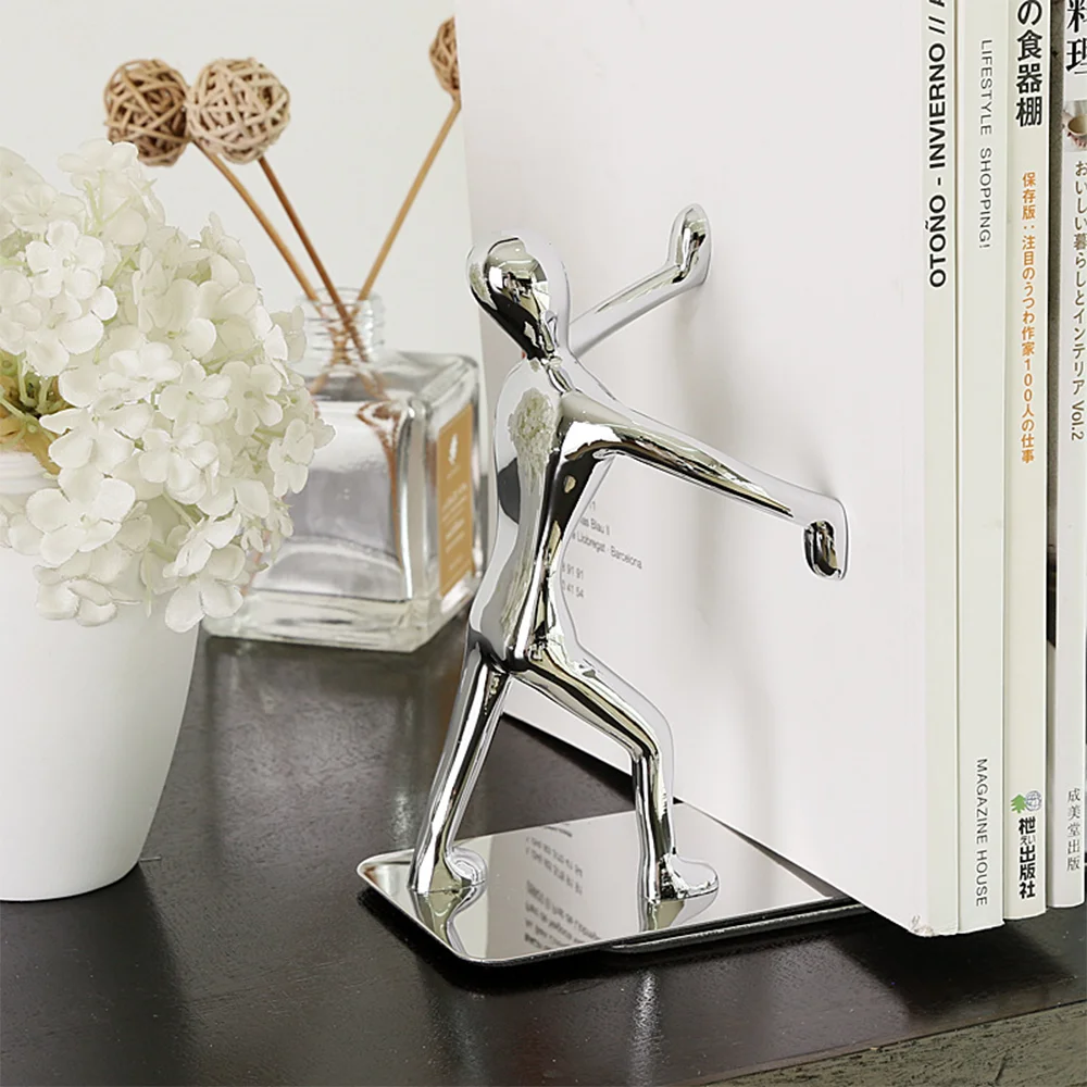 Creative Bookends Stainless Steel Bookends Bookcase Stand Holder Bookshelf Bookrack for Office Home School University College