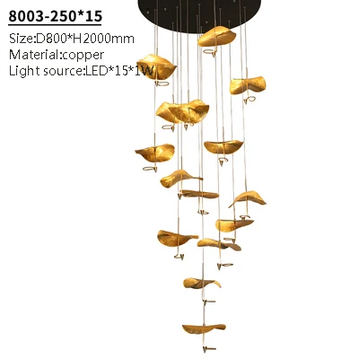 Loft Nordic LED lotus Plafondkroonluchter voor woonkamer keuken koper Hangende hanglamp lamp Slaapkamer kinderkamer