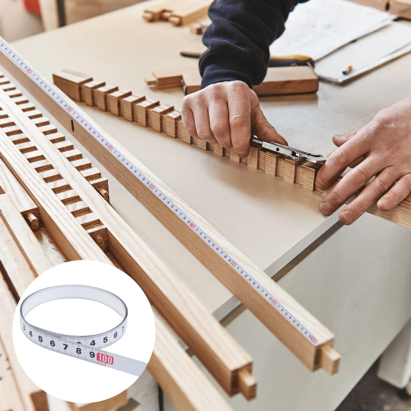 

2Pcs 1m Steel Miter Track Tape Self Adhesive Metric Ruler for Workbenches Tables Long Service Life Double Layer Baked Paint