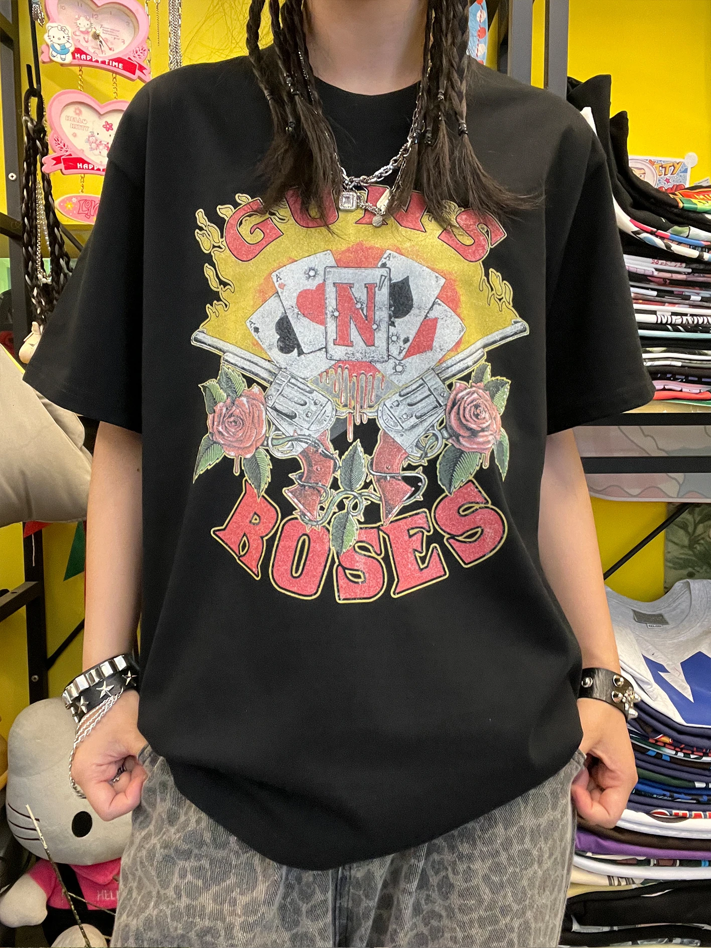 t-shirt-a-manches-courtes-style-decontracte-motif-floral-rose-style-retro-americain-vintage-en-tissu-epais-260g-avec-impression-par-pulverisation-directe-effet-glace-Ete-2025