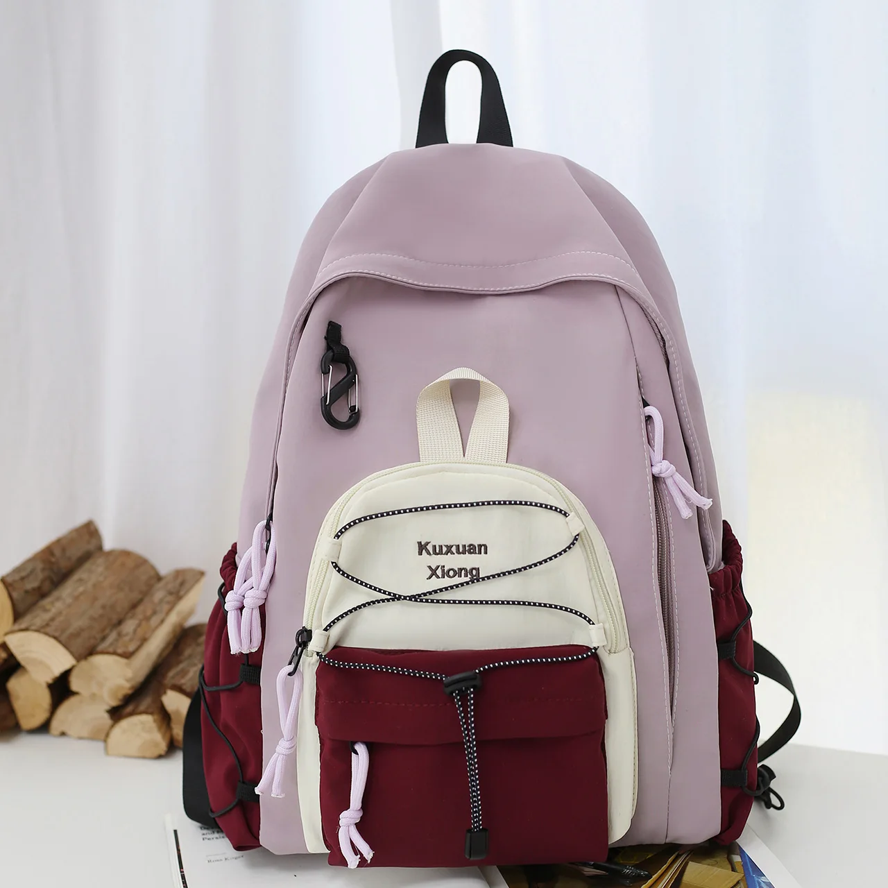 Color Block Hiking Backpack Casual Travel Daypack Outdoor Camping School Backpack Fashion Contrast Color Student Rucksack