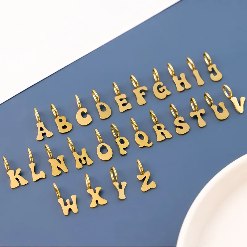 Minimalist A‑Z Initial Charm Pendants  Plated Simple Flat Alphabet Letter With Bail For Handmade DIY Necklace Bracelet Supplies