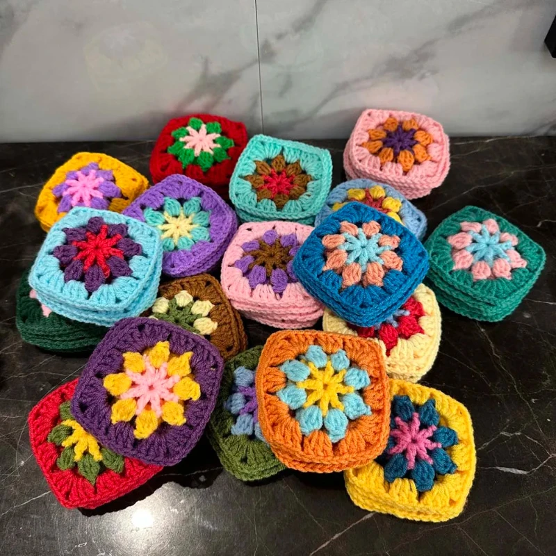 12pcs Handmade Hand Crochet Coasters 6cm Cup Mat Decorative Placemats Set Photo Props Random Color