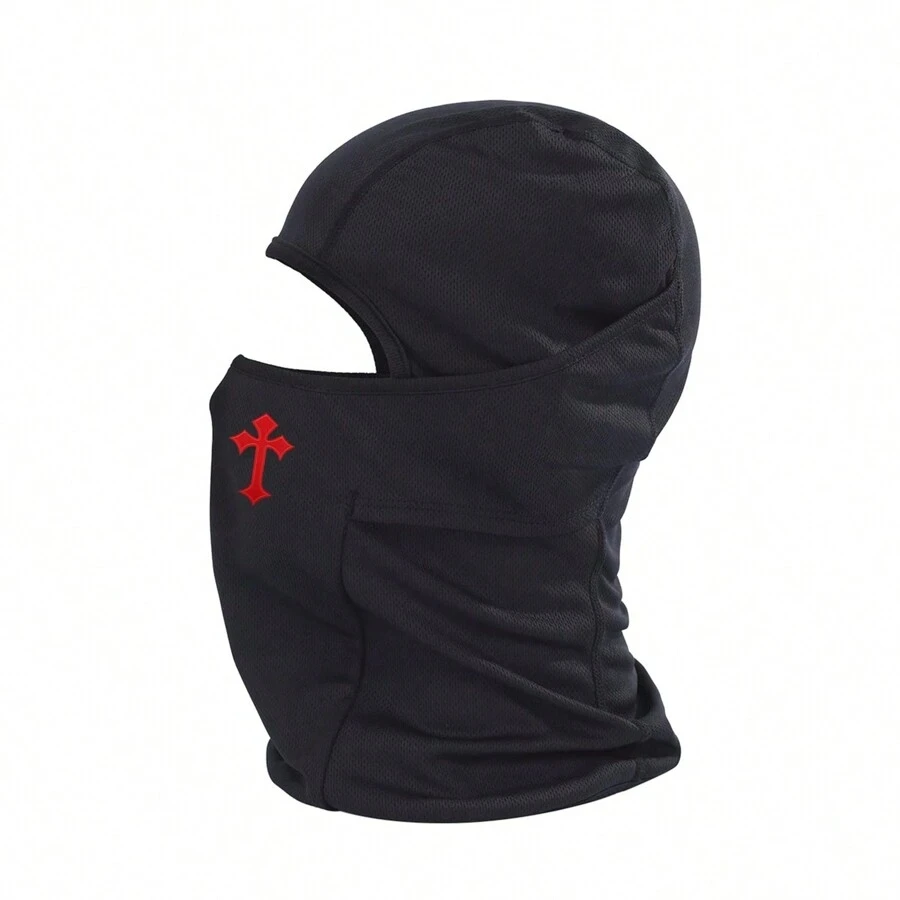 Capuche de masque imprimé croisé pour hommes et femmes, cagoule d'équitation en plein air, chapeau coupe-vent et crème solaire, 1PC