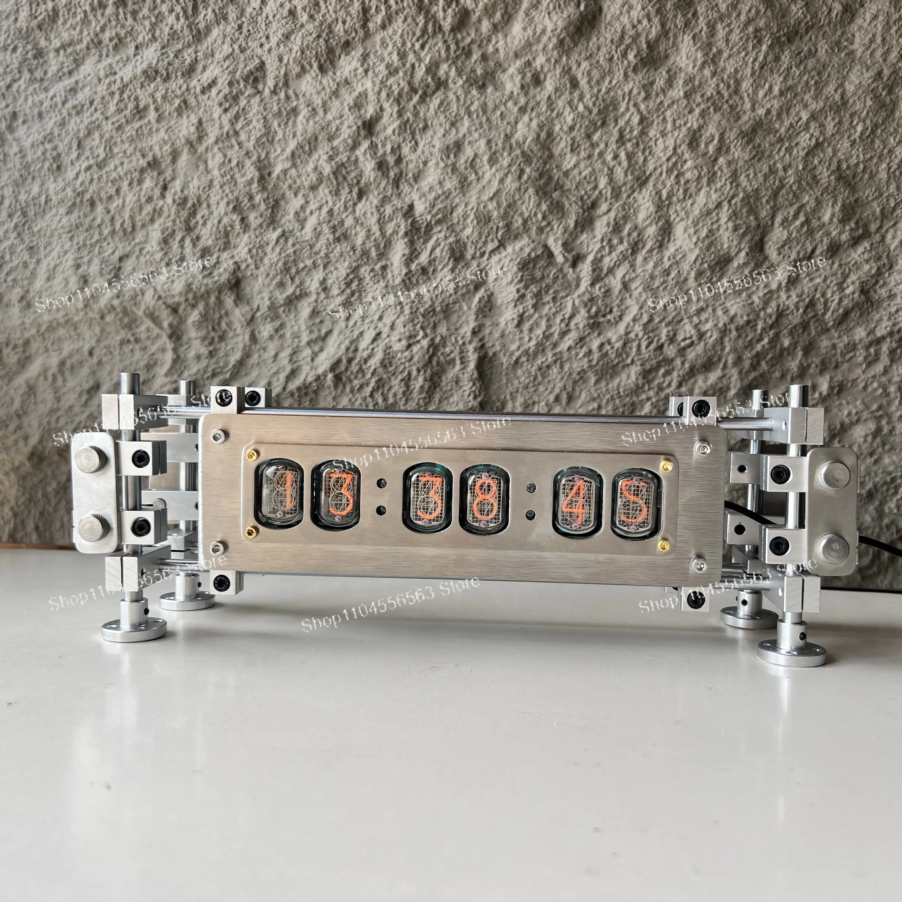 IN-12 Nixie Tube Clock with Stainless Steel Frame, Retro Cyberpunk Style Desktop Display