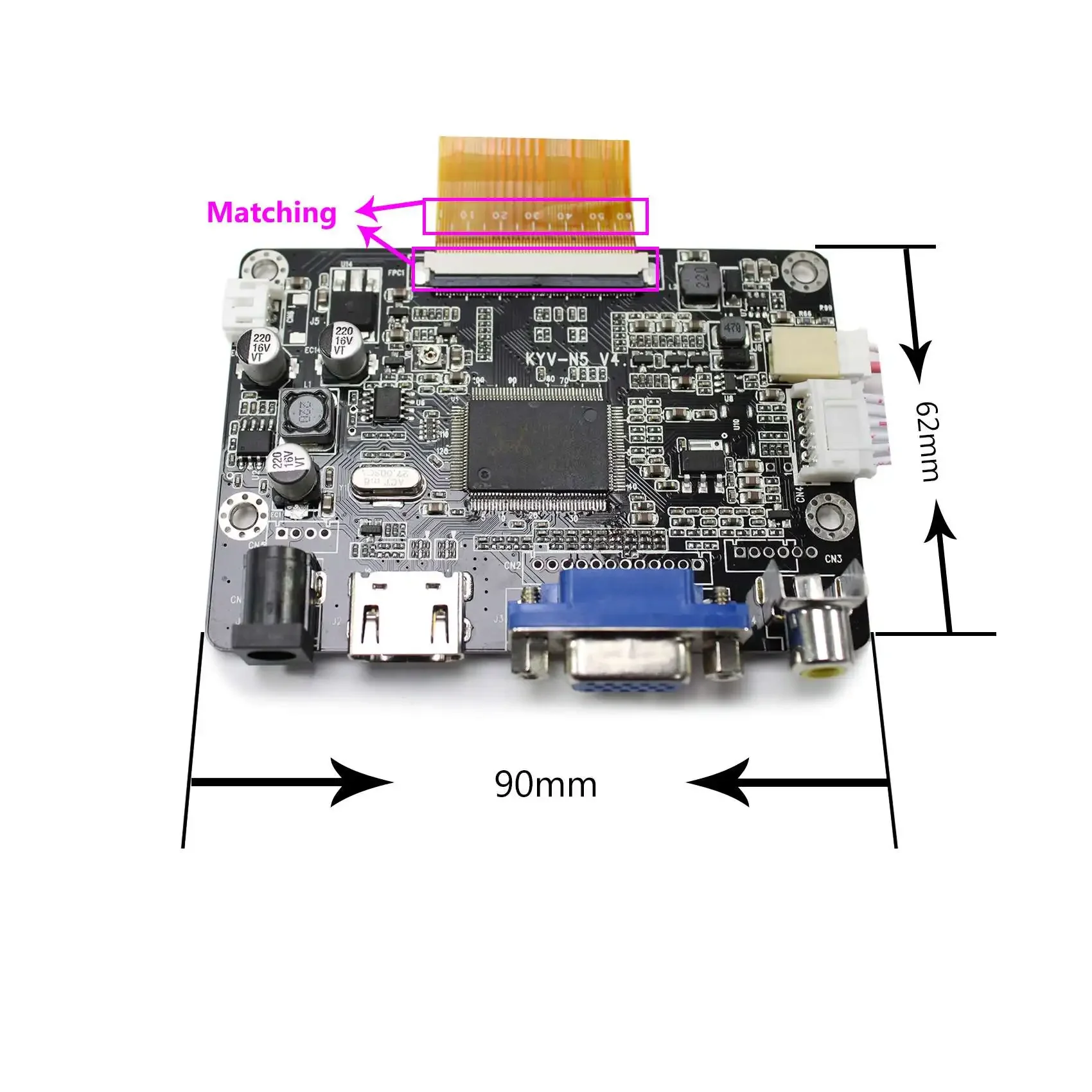 Publicidade Display Board Acessórios para tela Strip, HD Mi LCD Bar Monitor, FPC Lvds, 60Pin, 8.8 ", 1280X480