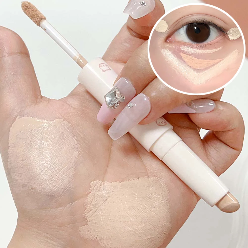 Double-head Concealer Pen Lasting Conceal Acne Spot Dark Circles Moisturizing Brighten Face Contour Makeup Base Foundation Cream