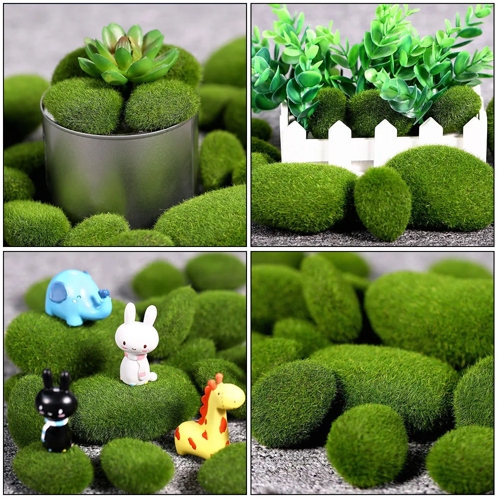 

40 Pcs Artificial Moss Stones Bright Green Decor DIY Crafts Bonsai nament Lightweight Resin FoamMicro L scape Adornment Mossy