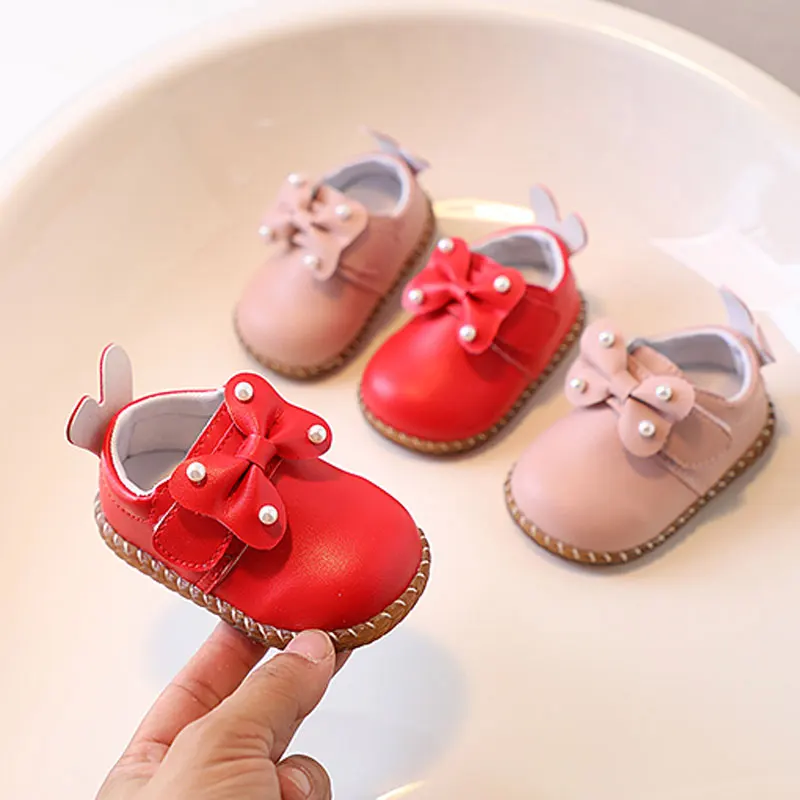 

Детские туфли на плоской подошве, однотонные универсальные прогулочные туфли для девочек, осень 202, детская кожаная обувь с круглым носком, милые банты, стиль принцессы