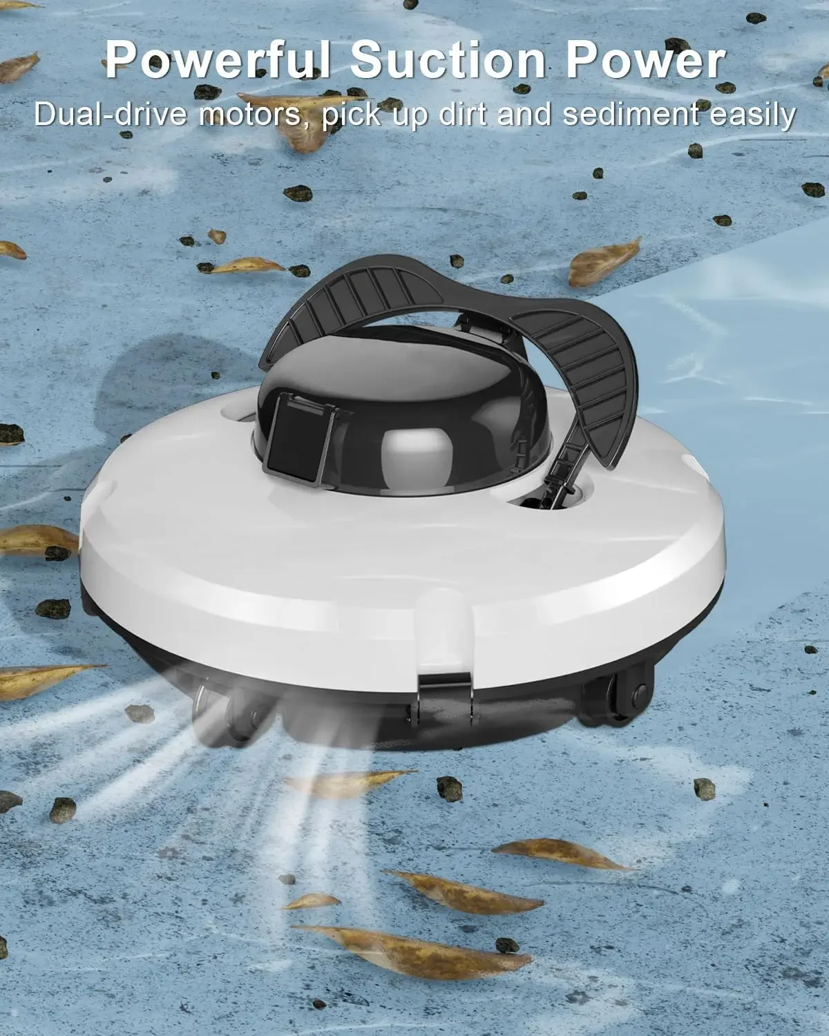 Pool Vacuum for Above Ground Pool, Cordless Robotic Pool Cleaner Dual-Drive Motors, 120 Mins Runtime, Self-Parking