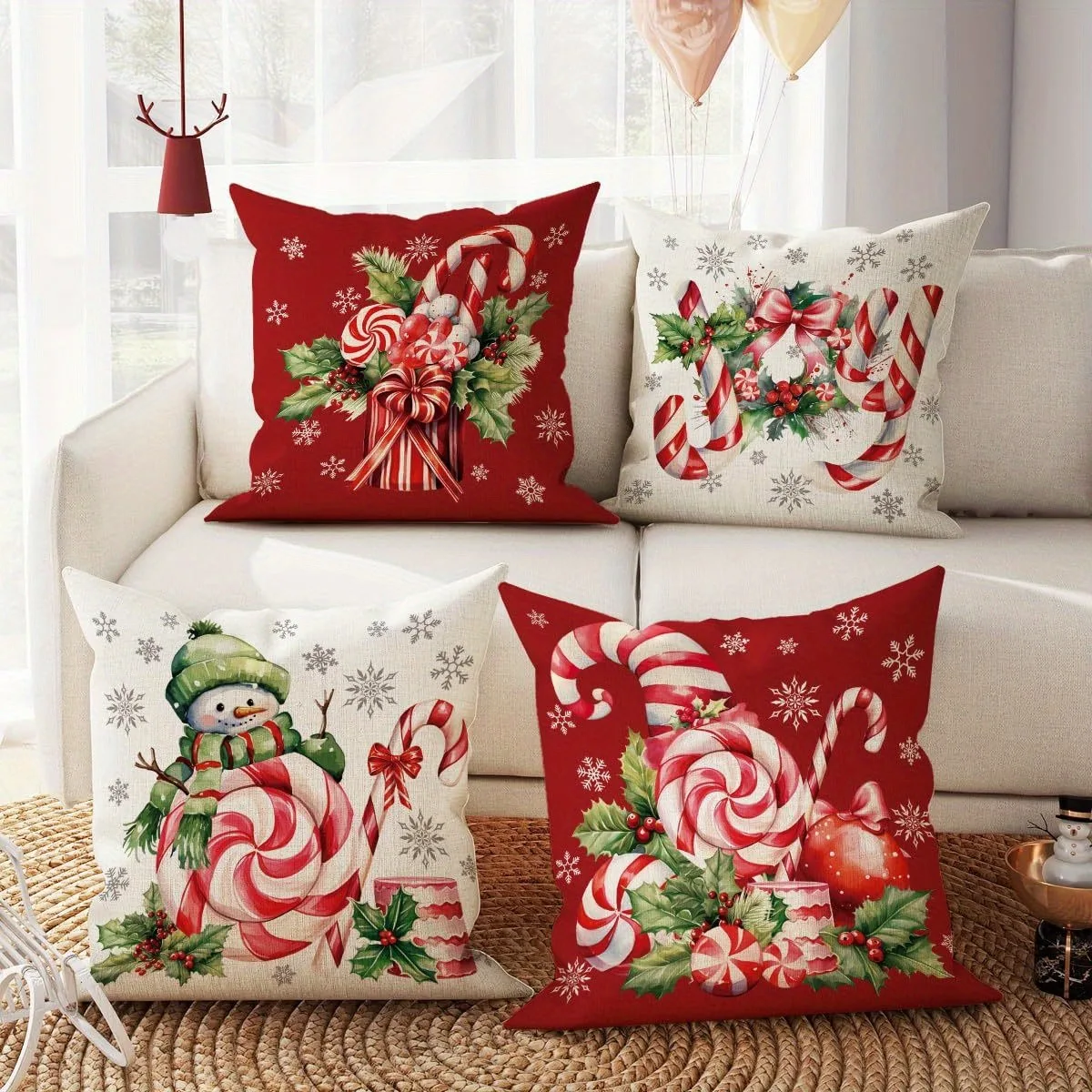 Christmas and New Year decoration pillowcase Christmas Stick Snowman pillow cover Sofa cushion suite room home decoration gift