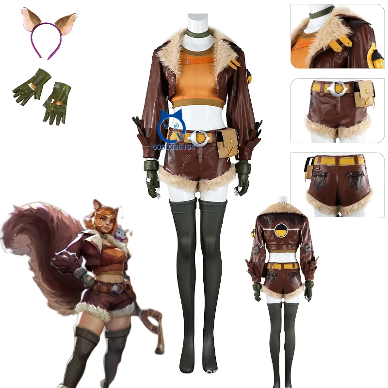 

Fashion Game Squirrel Girl Cosplay Costume Hot Anime Clothes for Women Coat Short Full Set Uniform Halloween Party Role Playing