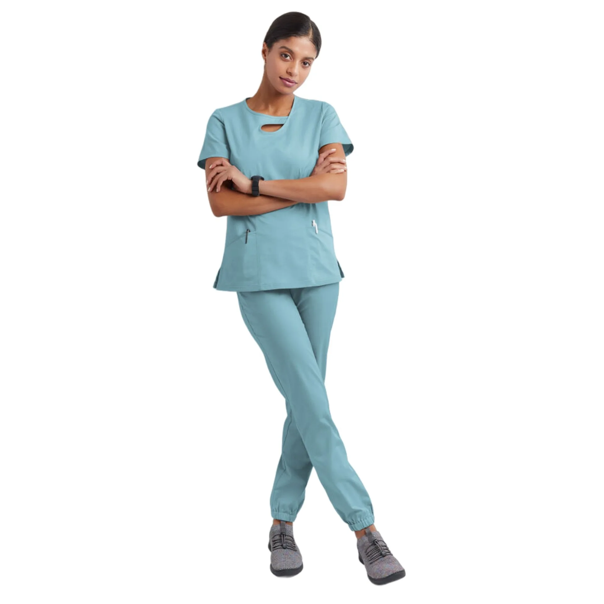 New Design Hospital Scrubs Set Nursing Spandex And Stretch Medical Uniforms Nurse Uniform Fit Scrubs Women Scrubs Sets