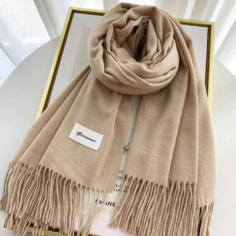 

Зимний шерстяной шарф, женский кашемировый теплый кашемировый женский шарф, толстые мягкие шарфы, палантин, женский зимний шарф 2026 Шарф