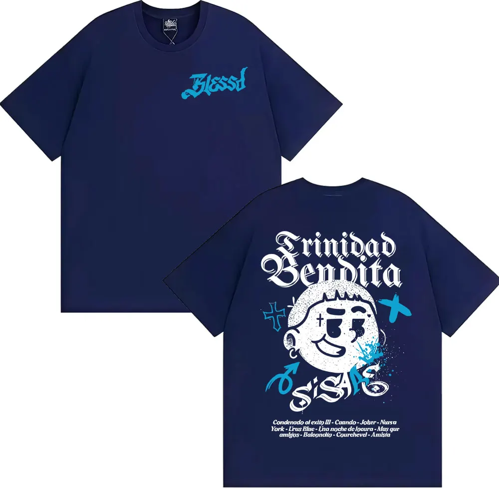 مغني الراب Blessd Si Sabe ألبوم 2025 جولة تي شيرت الرجال النساء موضة عادية 100% تي شيرتات قطن الهيب هوب خمر تي شيرتات قصيرة الاكمام #2