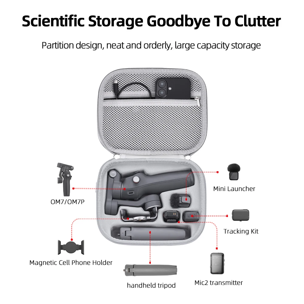 BRDRC Osmo Mobile 7P حقيبة حمل المحمولة تخزين حقيبة كتف ل DJI OM 7 /7P مثبت أفقي اكسسوارات صندوق السفر