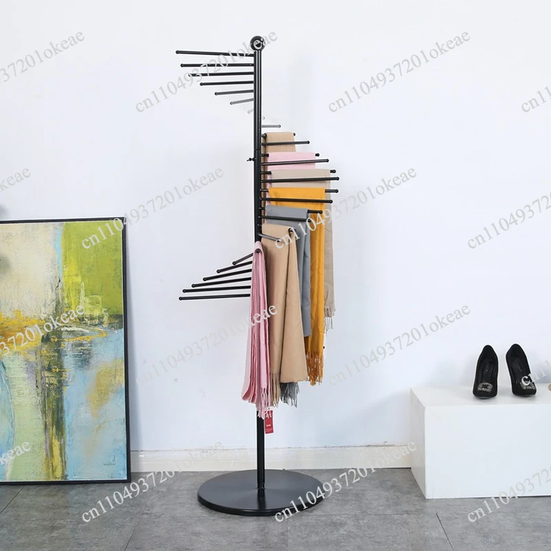 Wrought Iron Floor Silk Scarf Rack Hanging Scarf  Display Belt Hanging Bag  Shelf Display RacK