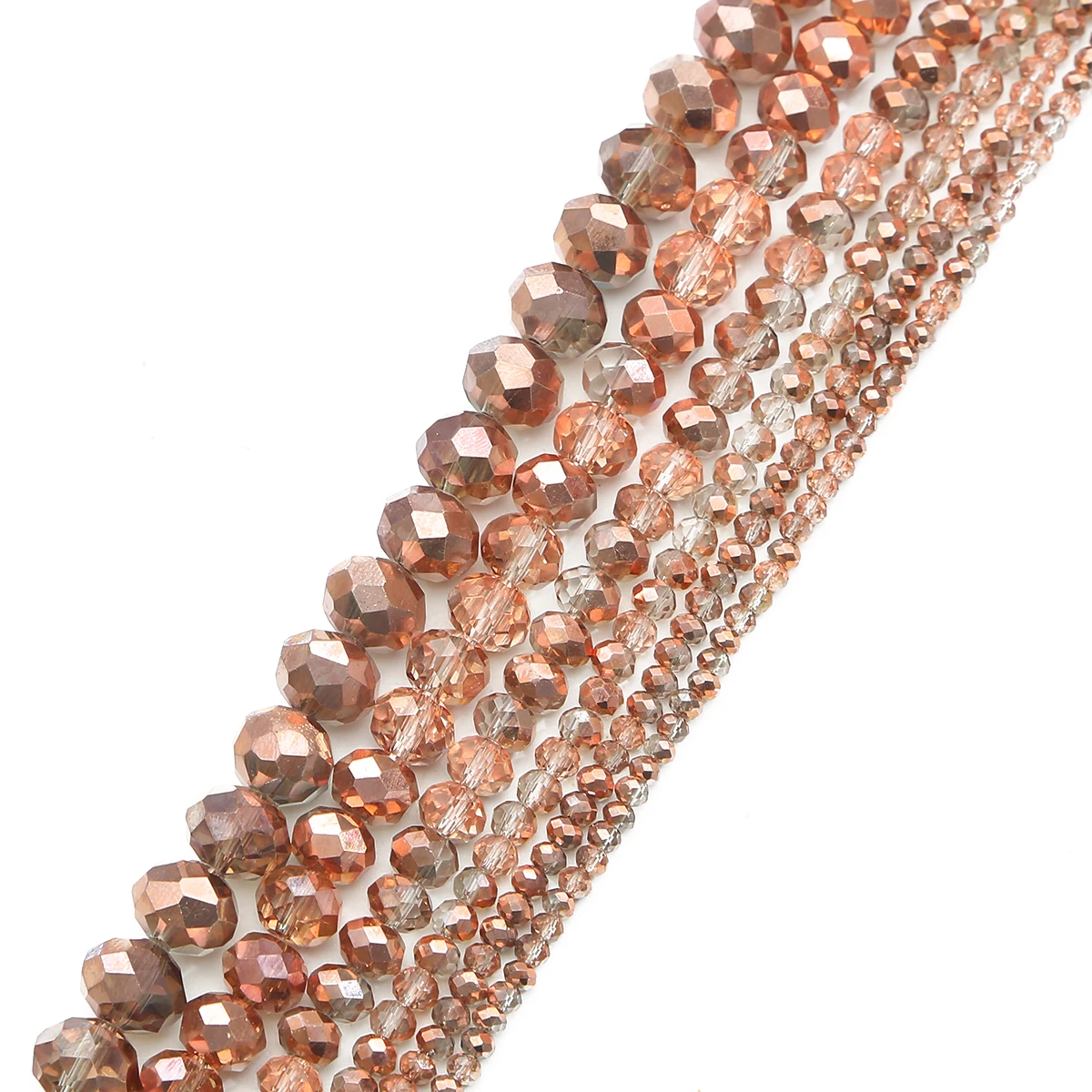 2/3/4/6/8/10mm Rose Gold Faceted Glass Beads Crystal Rondelle Loose thread Bead For Jewelry Making DIY Bracelet Necklace Making