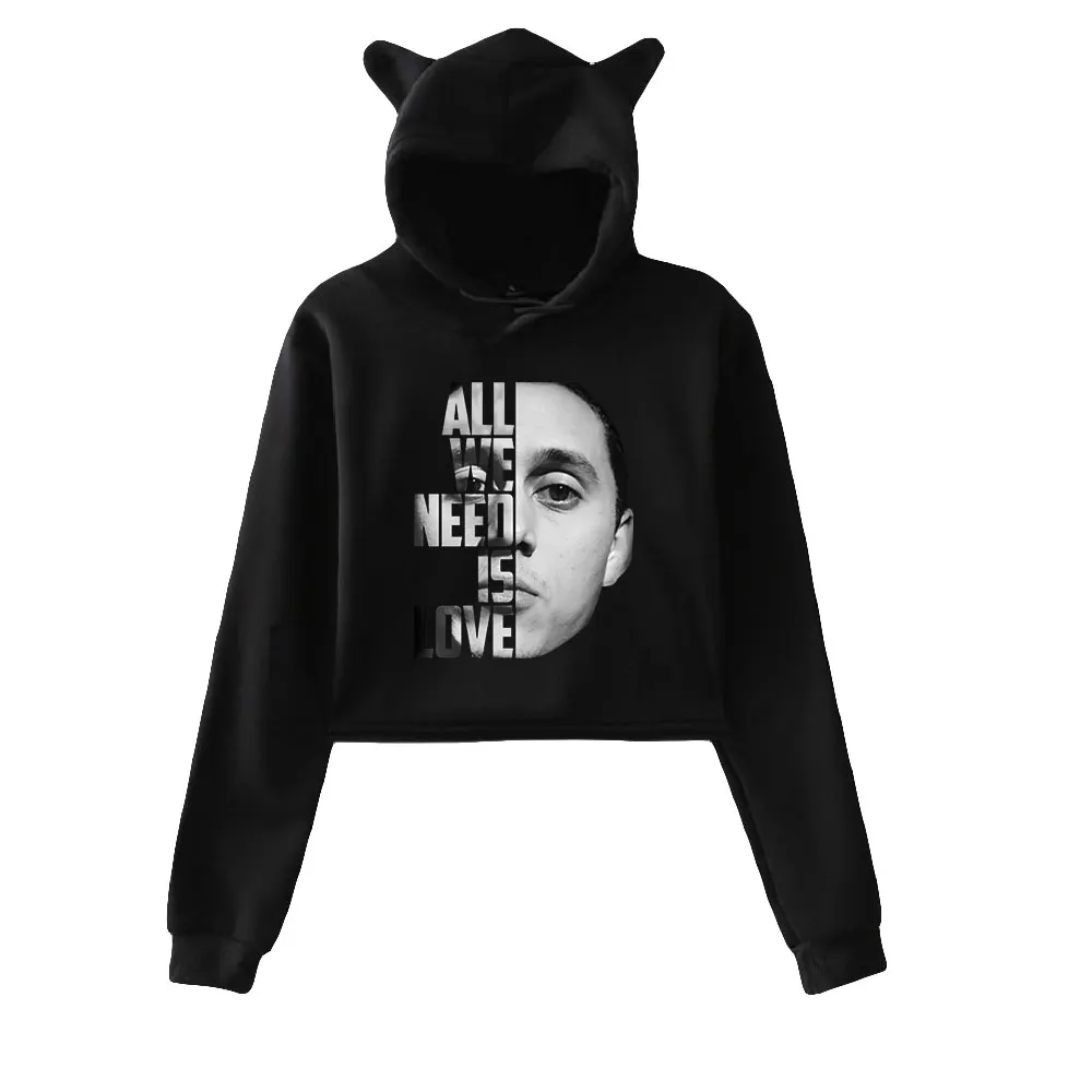 

Canserbero Crop Top Hoodie Cat Ears Harajuku Cropped Sweatshirt Streetwear Hip Hop Long Sleeves Pullover Tops Sudaderas Mujer