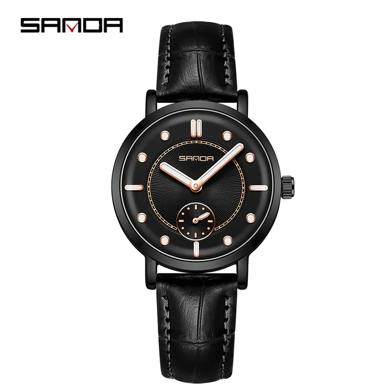 SANDA 1140 Quartz Watch Fashion Simple Waterproof Belt Women's Watch Night Light Trendy Wristwatch for Ladies