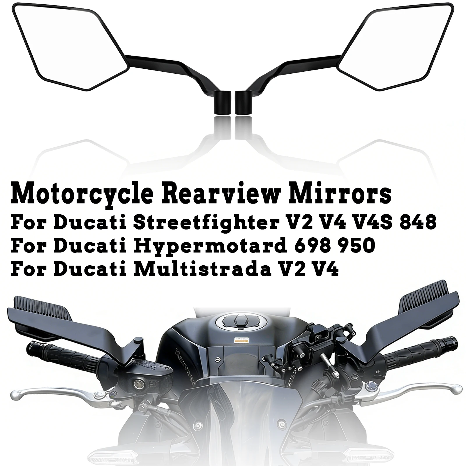 Für Ducati Streetfighter V2 V4 V4S 848 Multistrada V2 V4 Hypermotard 698 950 Motorräder Rückspiegel Drehbare Seitenspiegel