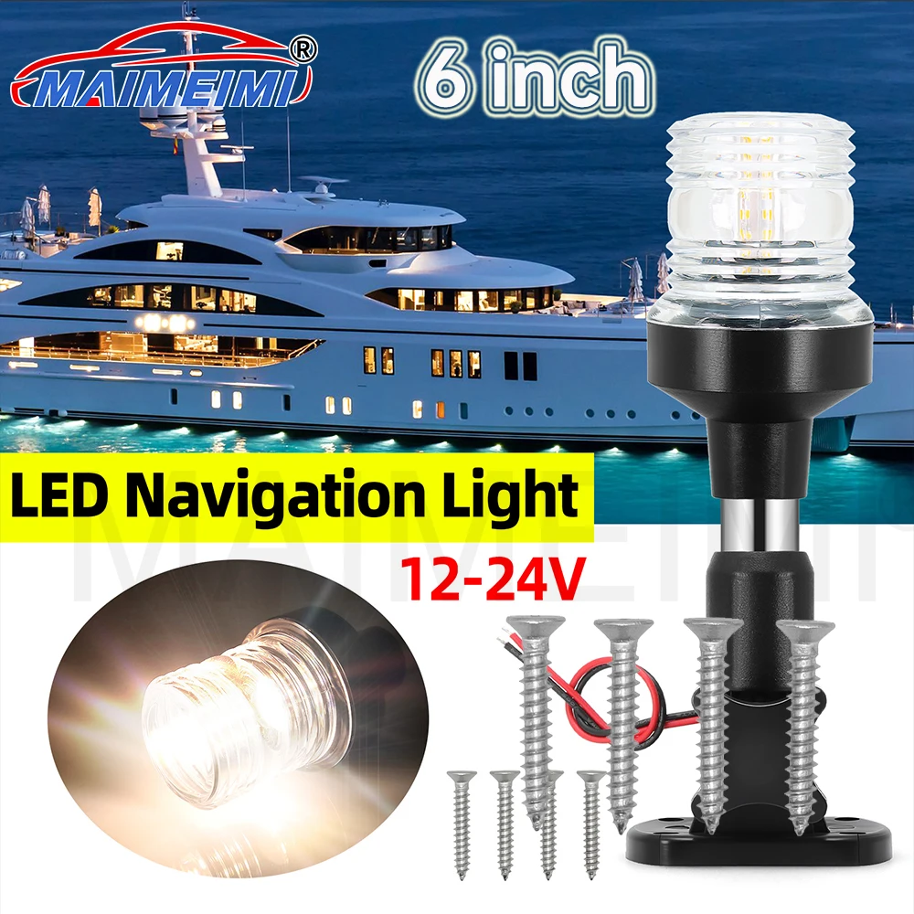 

6 Inches LED Fold Down Anchor Light 180 Degree Sailing Signal Lamp for Marine Boat Yacht Accessories 12-24V