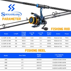 Sougayilang Combo Surfcasting 3 Secciones – Caña Spinning Fibra Carbono