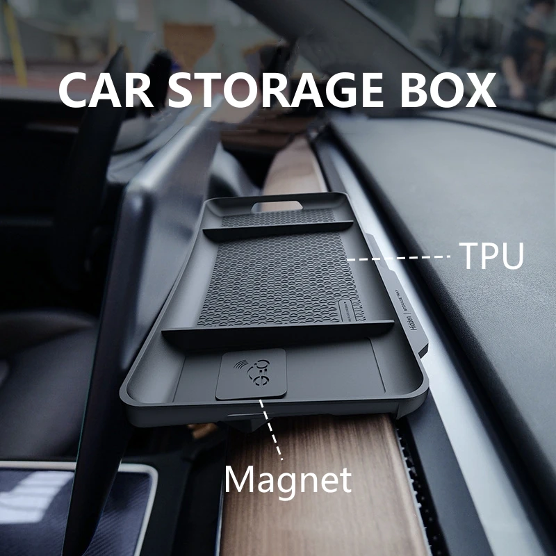 Per il 2021-24 Tesla Model Y/3 Hidden Central Control Screen scatole portaoggetti posteriori cruscotto antiscivolo TPU Interior Storage