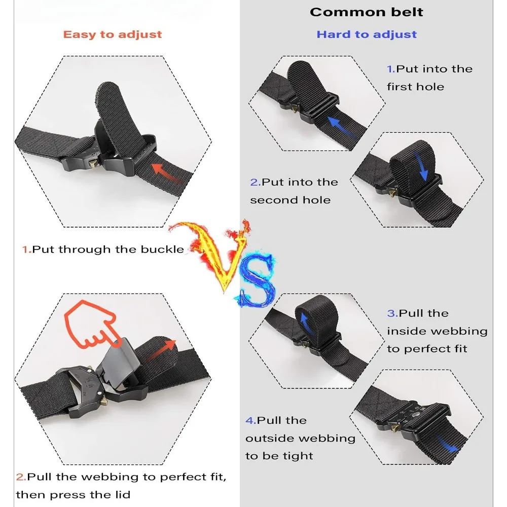 Military Hiking Rigger 1.5" Nylon Web Work Belt with Heavy Duty Quick Release Buckle