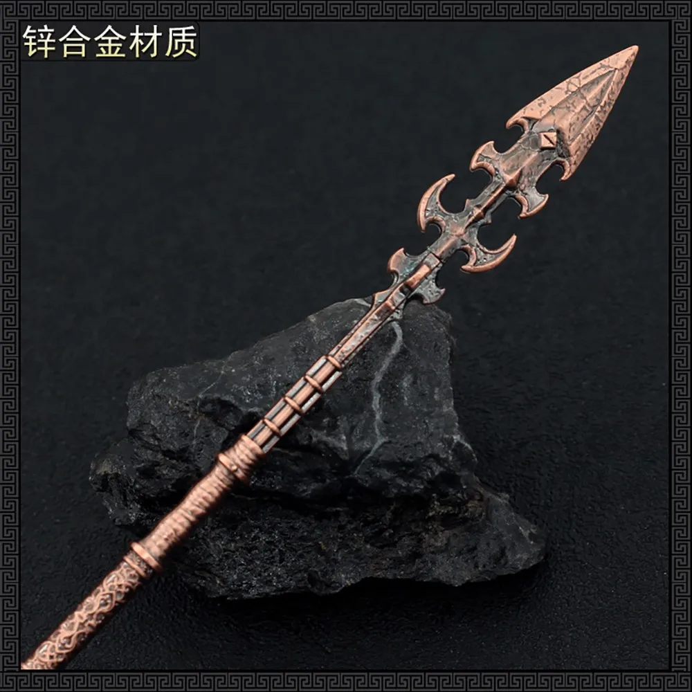 22 سنتيمتر الأسود شوكة قاتل أليكسيوس كاساندرا كريد أوديسي التيار المتناوب لعبة الأجهزة الطرفية القرون الوسطى المعادن الرمح 1:6 سلاح طويل الحرف اللعب #4