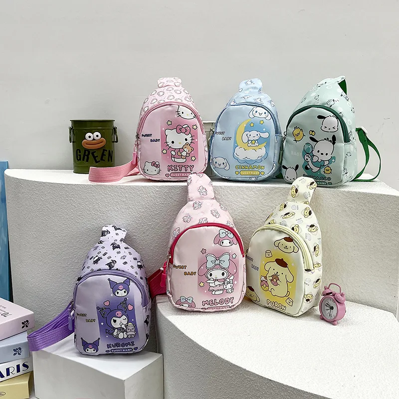 Sanrio nuevo bolso de pecho Kawaii Hello Kitty Kuromi bolso cruzado lindo y a la moda My Melody Cinnamoroll bolsa de almacenamiento de viaje regalo para niña
