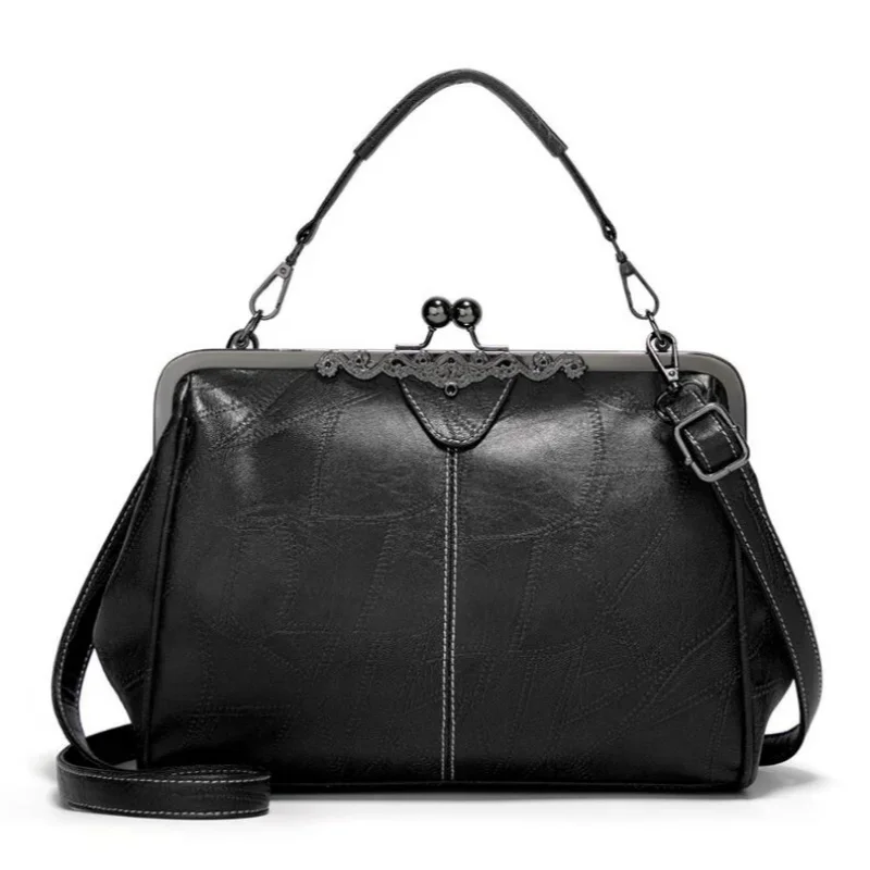 

Shoulder Bags Women Retro Frame Purses Girls Crossbody Messenger Bag Small handbags for Phone Party Faux Oil Leather Clip Bag