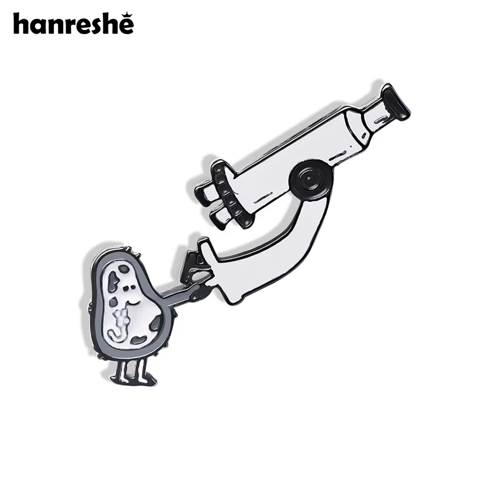 Hanreshe divertido bactérias microscopio Selfie esmalte Pin ciencia biología solapa mochila insignia broche joyería de laboratorio para científico