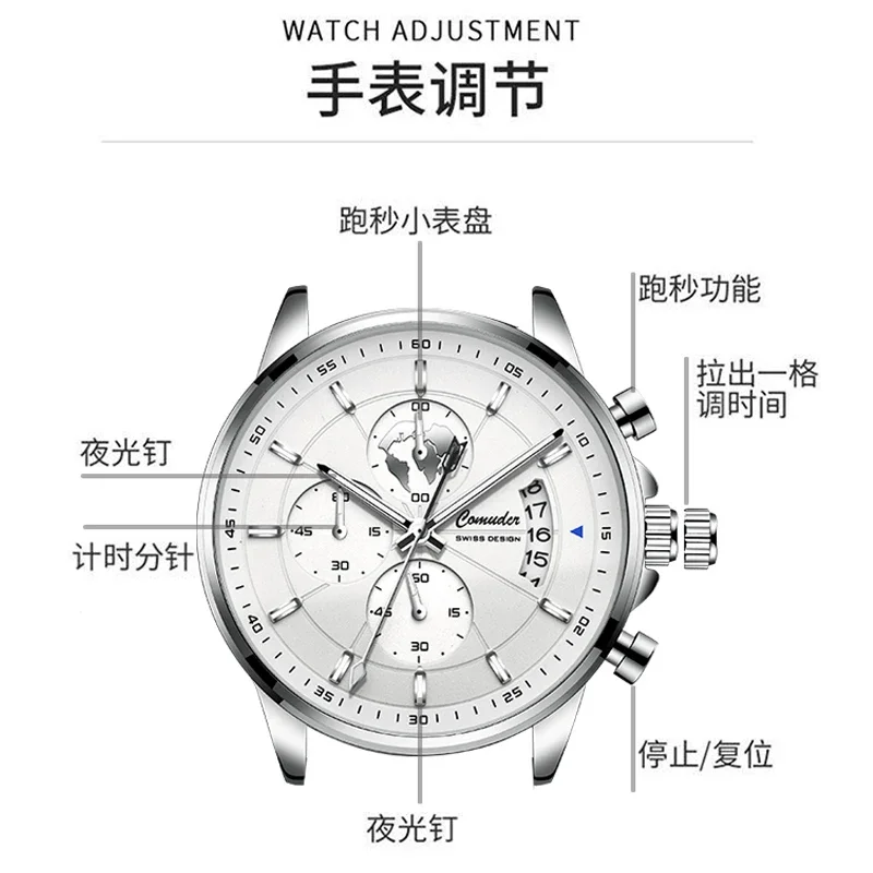 Fully automatic mechanical watch men's watch men's waterproof watch men's luminous calendar casual quartz high school student