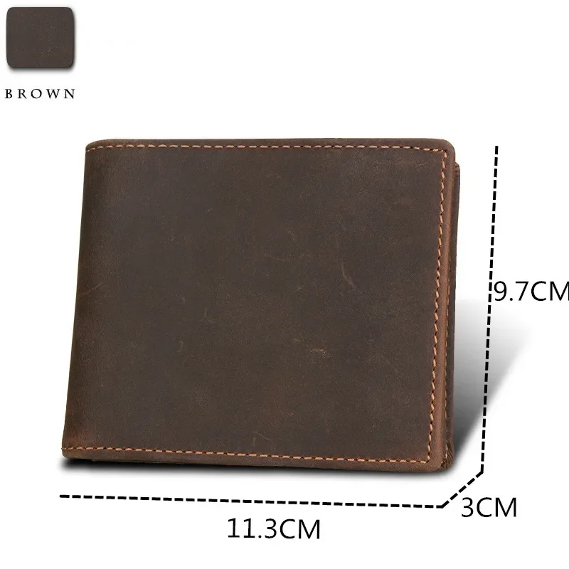 New  Blocking Men Wallets Vintage Cow Genuine Leather Wallet Male Handmade Custom Dollar Price Coin Purse Short Wallet carteira