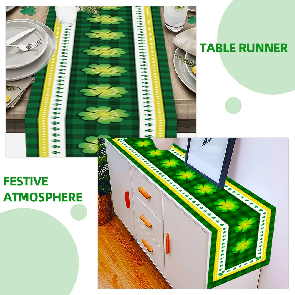 

St Patricks Day Table Runner Four Leaf Clover Pattern Decorative Dining Table Decor Party Setting St Patricks Day Tablecloth