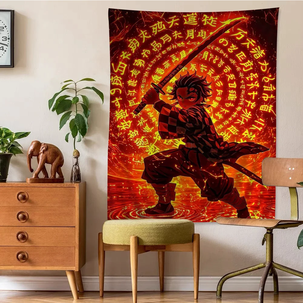 D-Demon S-Slayer Comics Cartoon Tapestry Art Science Fiction Room Home Decor Wall Hanging Sheets