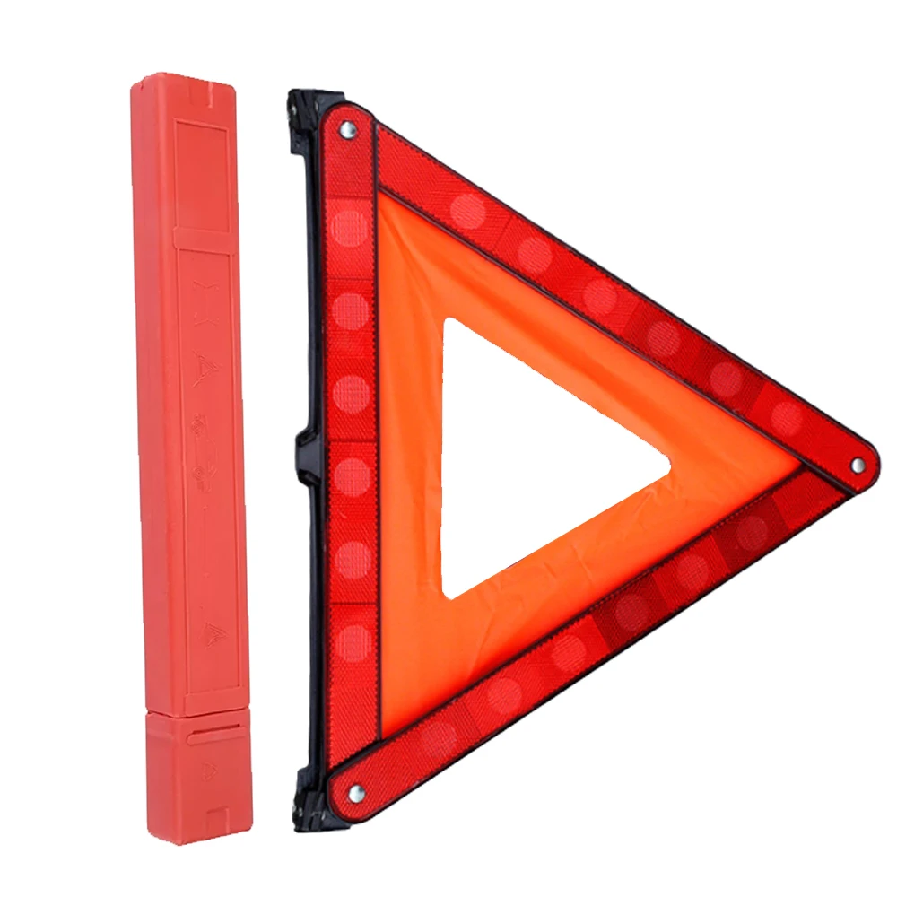 Car Foldable Reflective Tripod Emergency Breakdown Warning Triangle Red Night Road Safety Hazard Car Folded Stop Sign Reflector