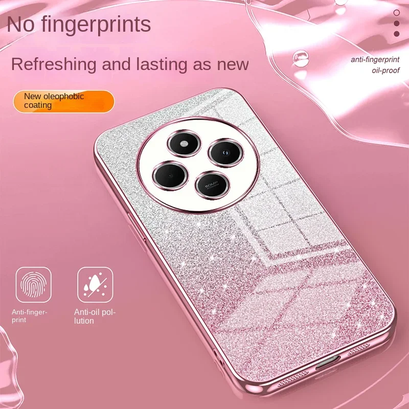 레드미 14C 노트 14 프로 플러스 4G 5G 샤오미 포코 X7 프로 5G용 투명 블링 글리터 TPU 케이스, 충격 방지 보호 커버