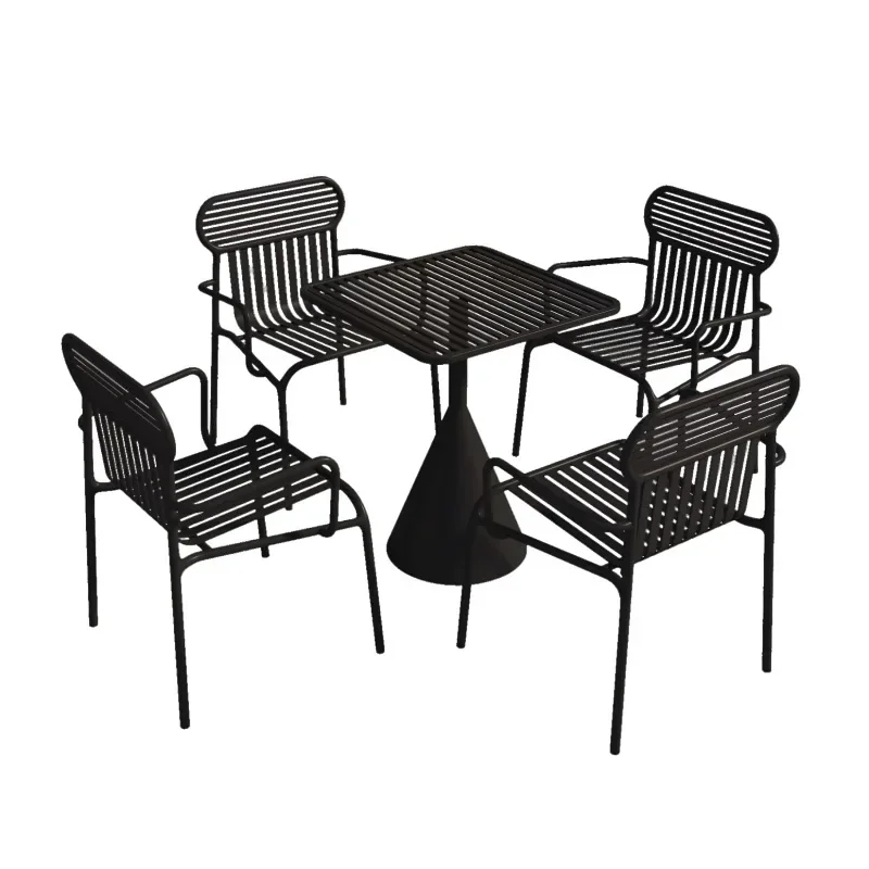 

Outdoor Terrace Creative Cafe Outdoor Garden Metal Style Complete Set of Tables and Chairs